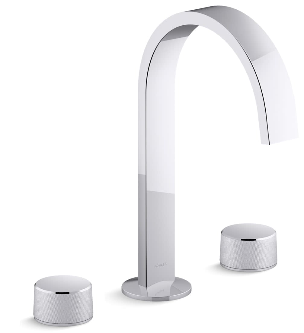 Components 1.2 GPM Widespread Ribbon Spout Bathroom Faucet with Oyl Handles, UltraGlide Technology and Pop-Up Drain Assembly