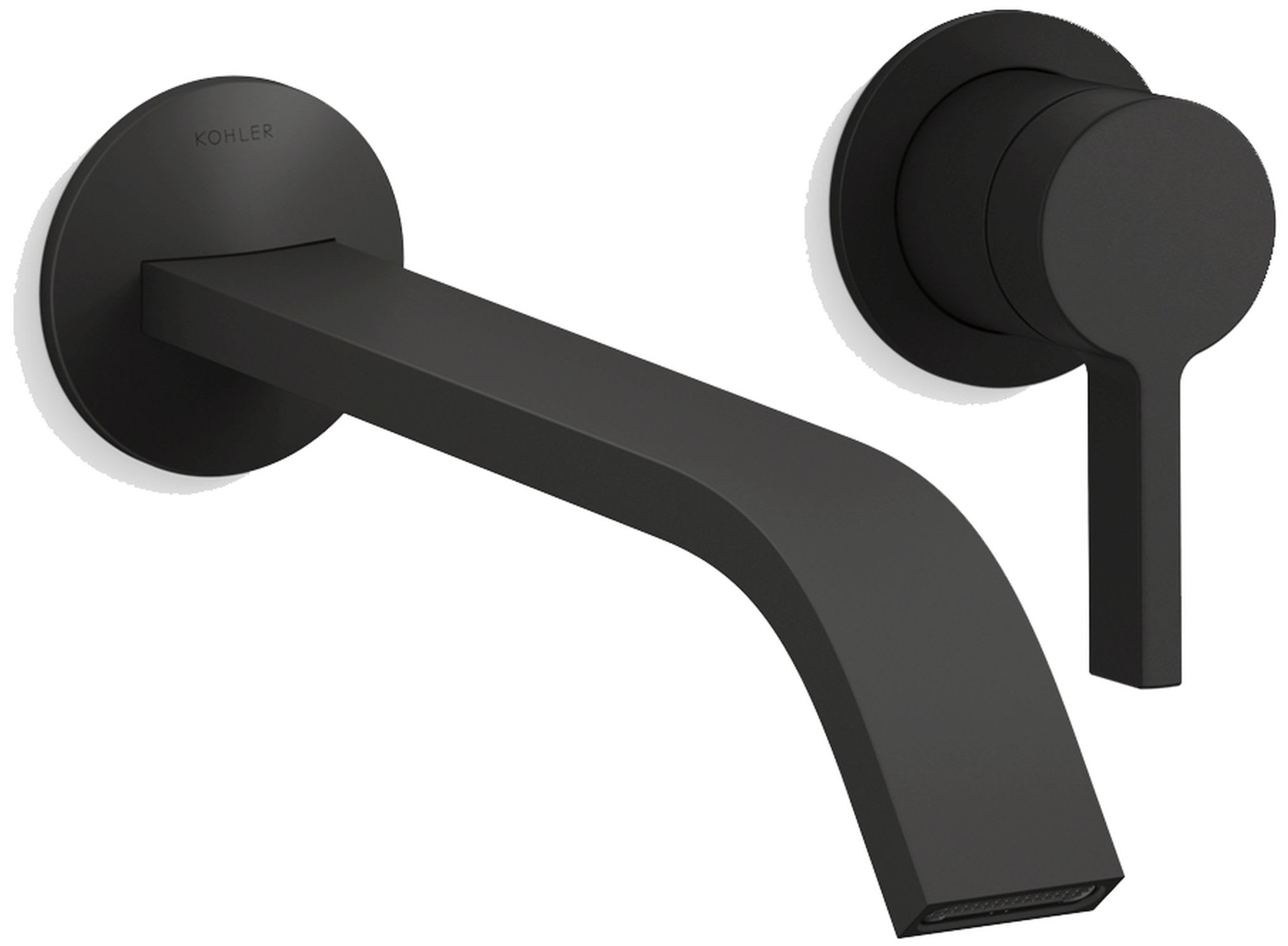 Components Single Handle Wall-Mount Bathroom Sink Faucet with Ribbon Spout and Standard Lever Handle