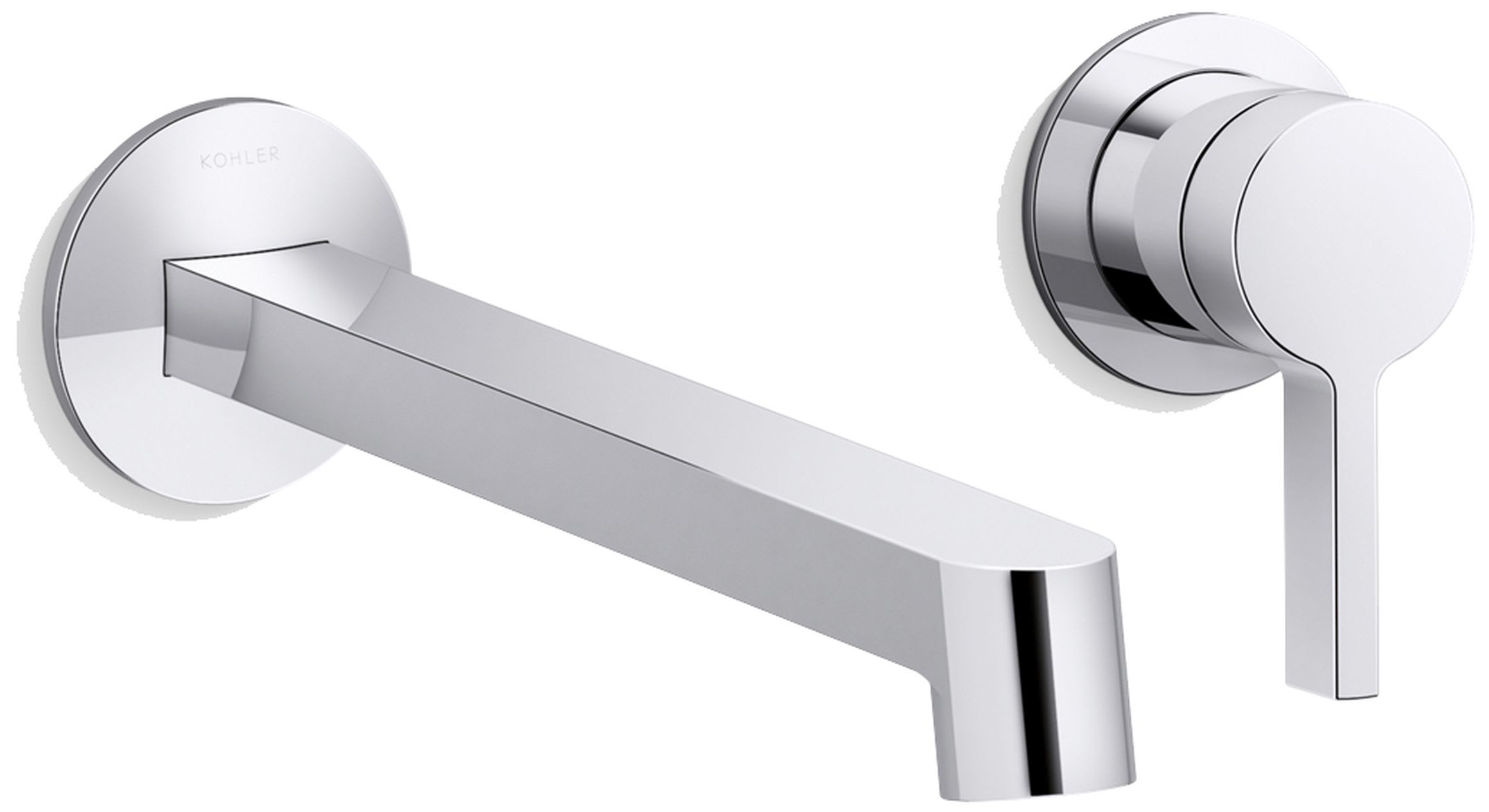 Components Single Handle Wall-Mount Bathroom Sink Faucet with Row Design Spout and Standard Lever Handle