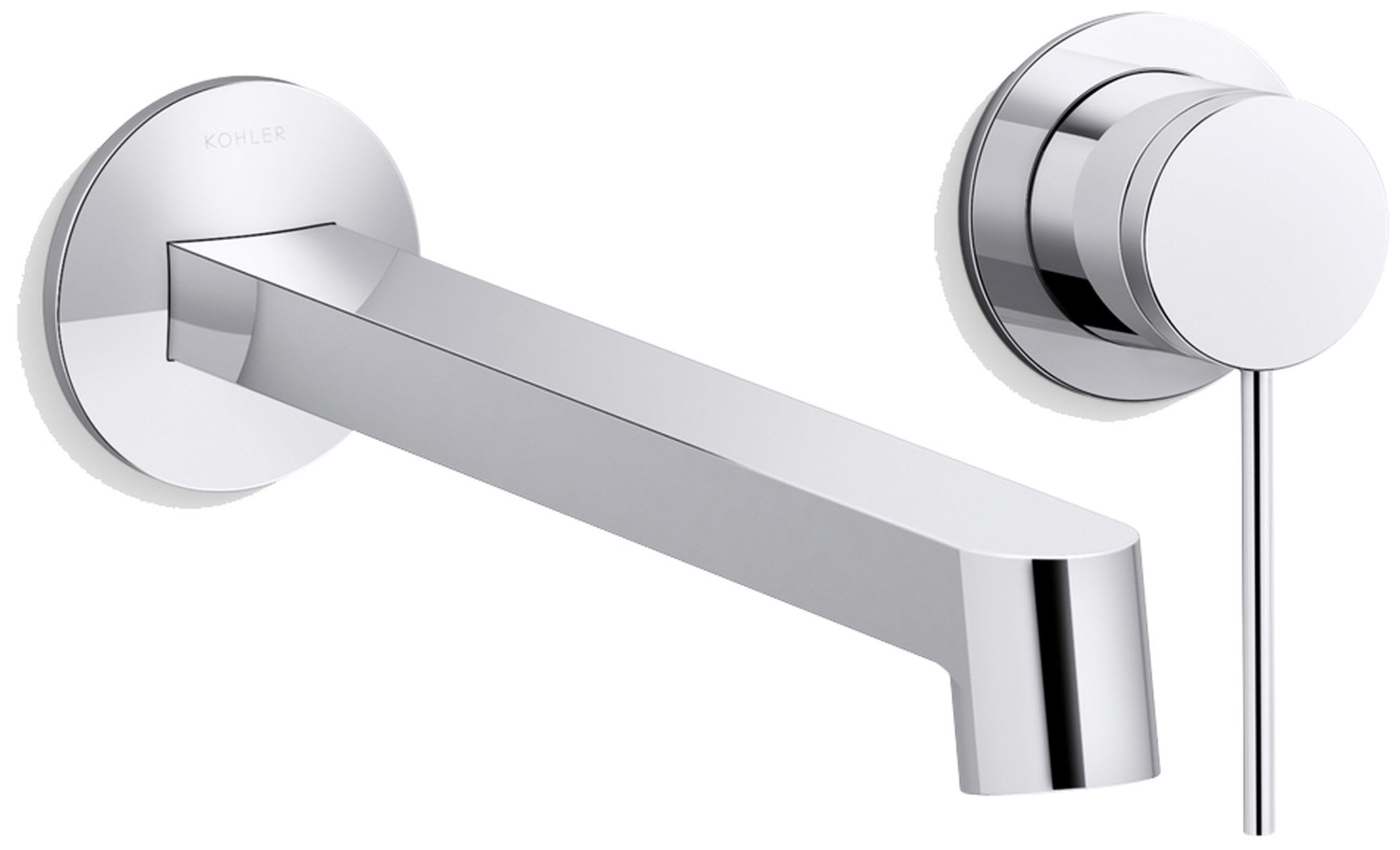 Components Single Handle Wall-Mount Bathroom Sink Faucet with Row Design Spout and Thin Lever Handle