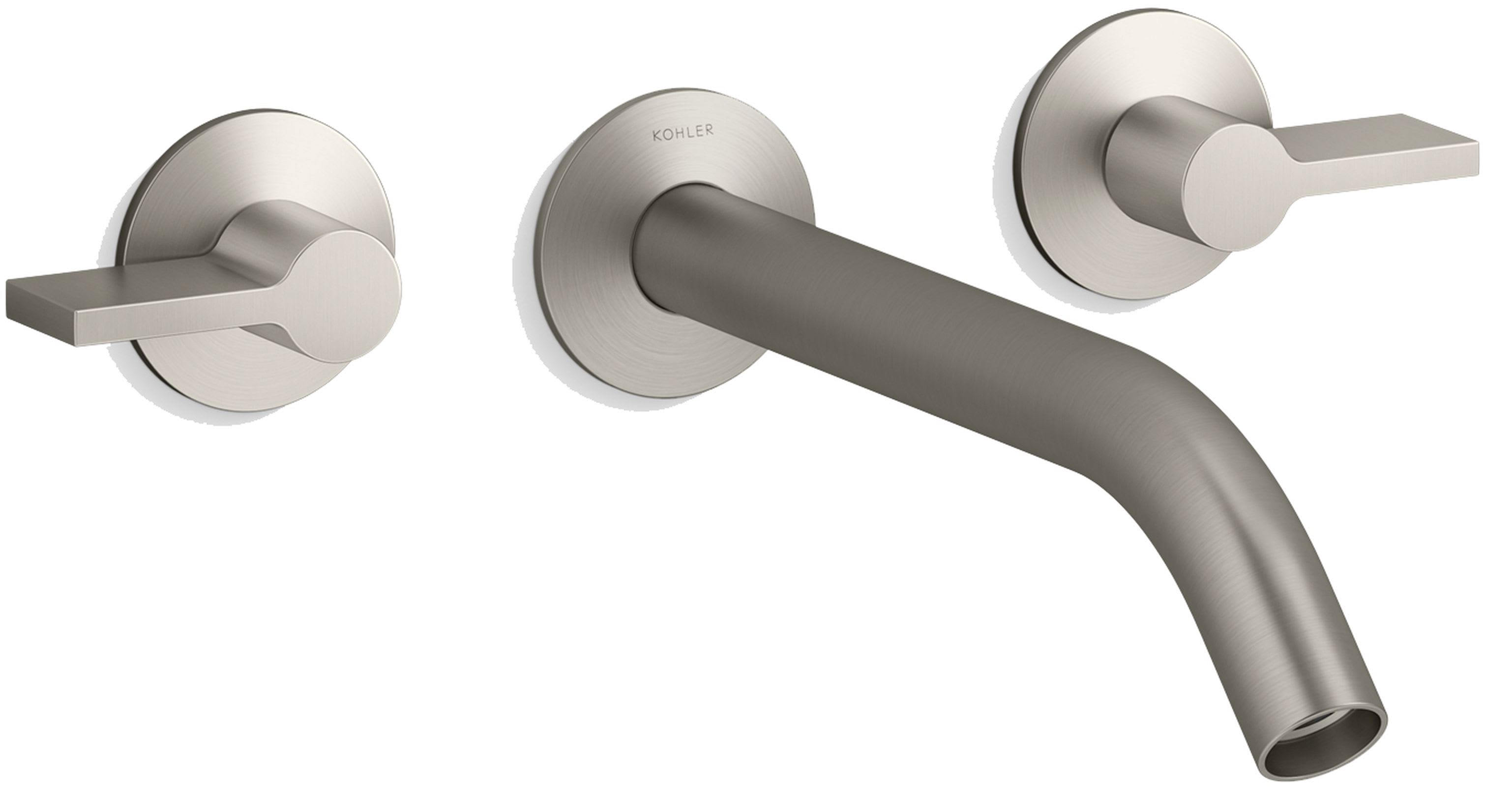 Components Double Handle Wall-Mount Bathroom Sink Faucet with Tube Spout and Lever Handles – Includes Rough-In Valve