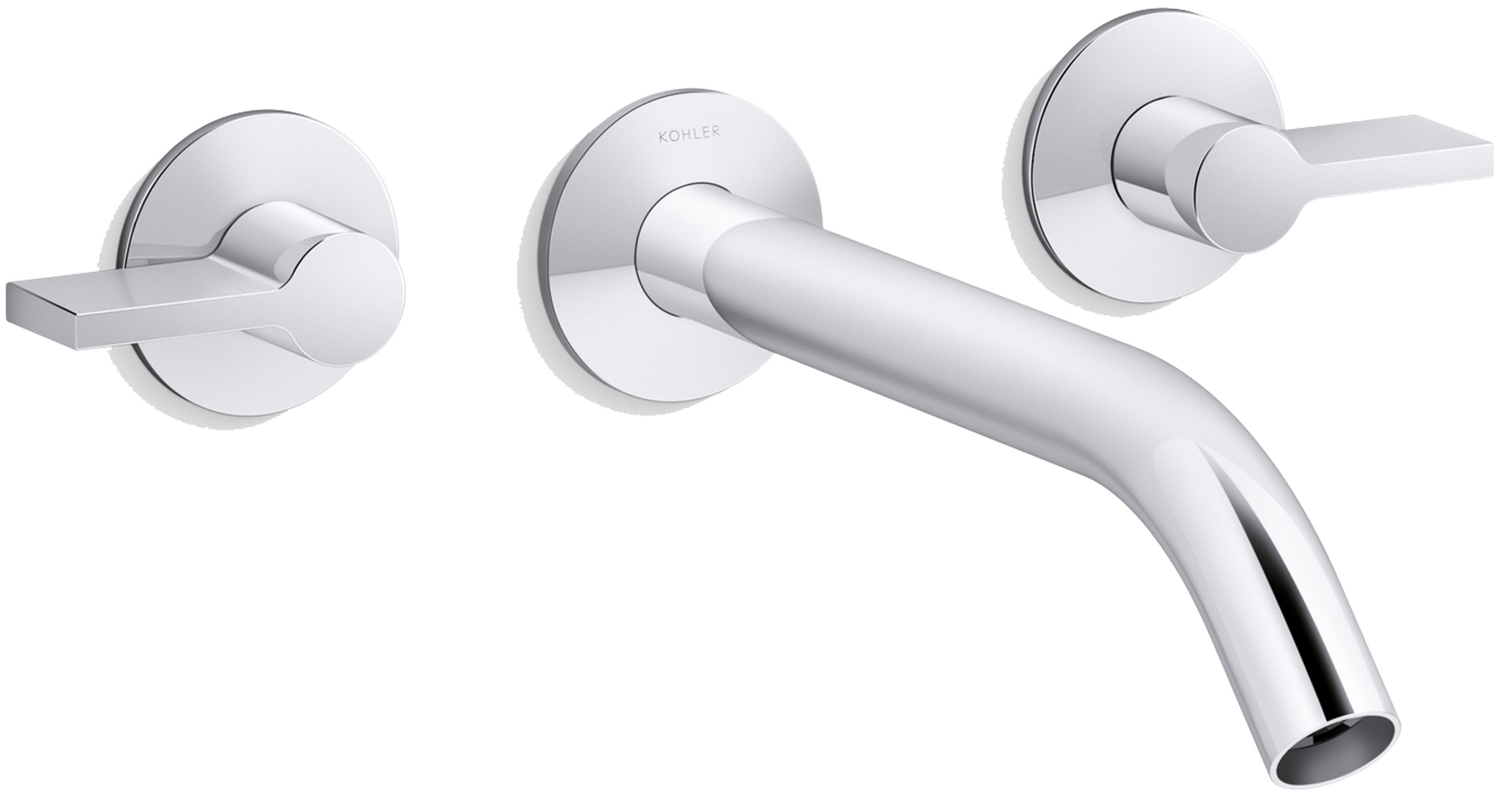 Components Double Handle Wall-Mount Bathroom Sink Faucet with Tube Spout and Lever Handles – Includes Rough-In Valve