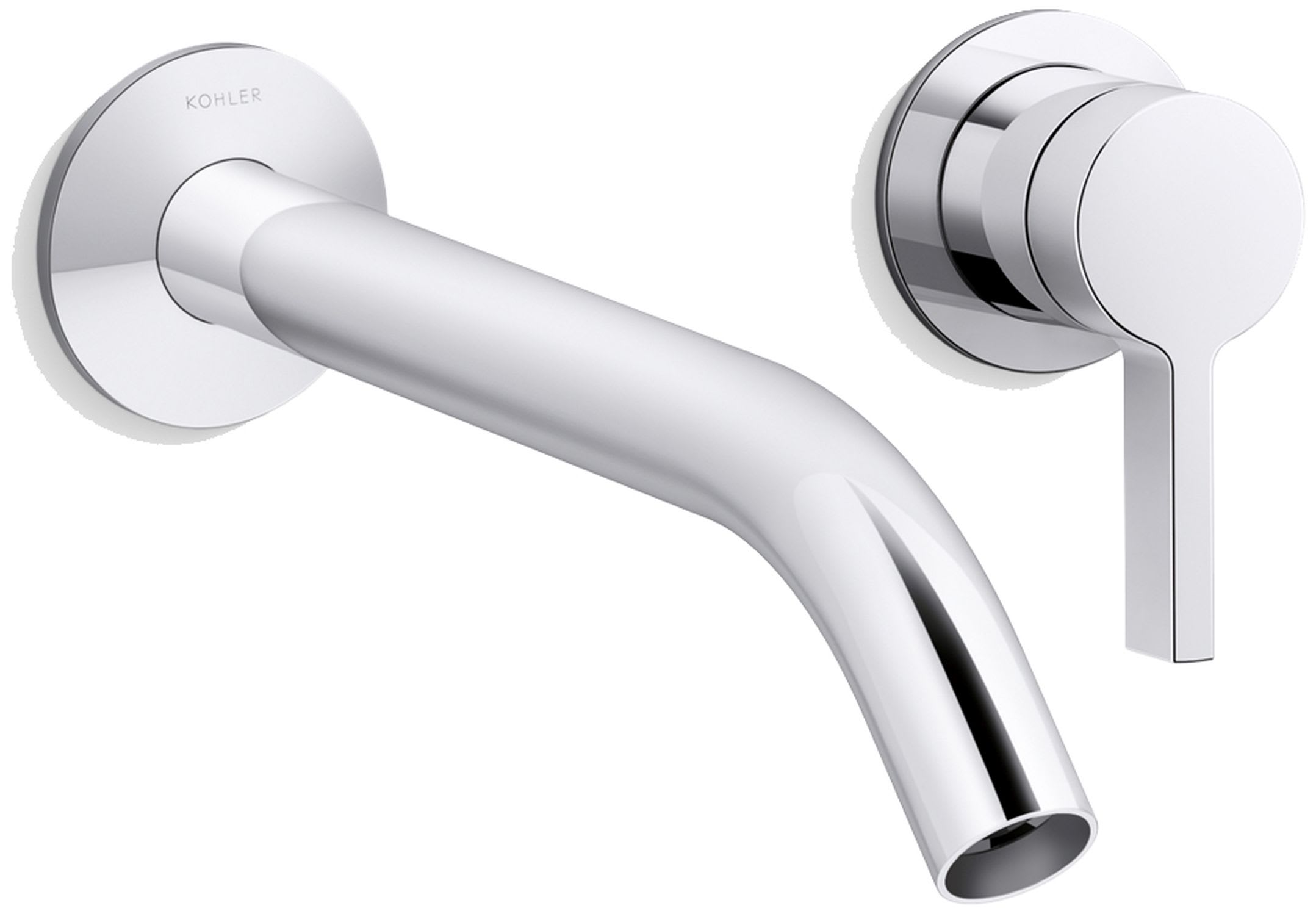 Components Single Handle Wall-Mount Bathroom Sink Faucet with Tube Spout and Standard Lever Handle