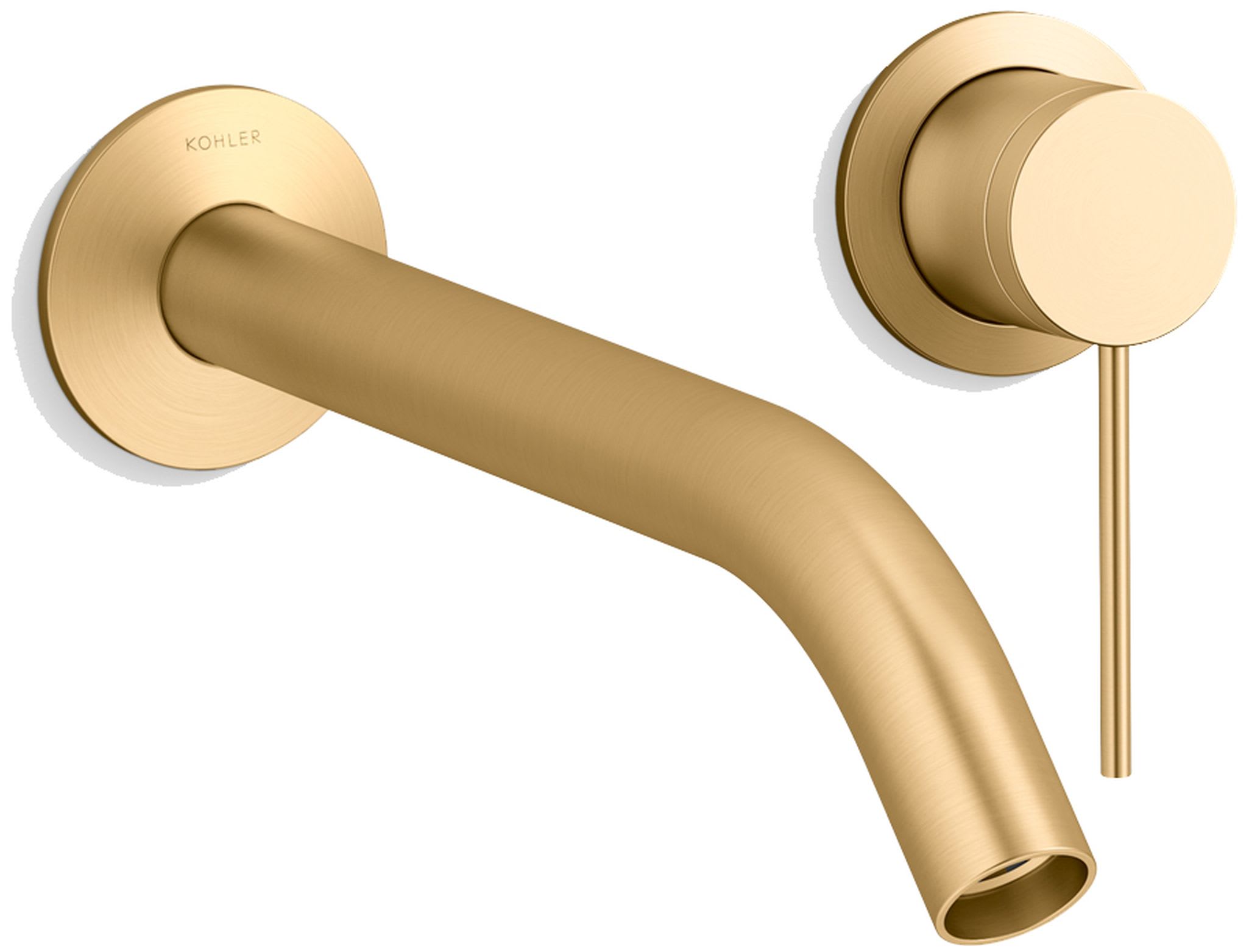 Components Single Handle Wall-Mount Bathroom Sink Faucet with Tube Spout and Thin Lever Handle