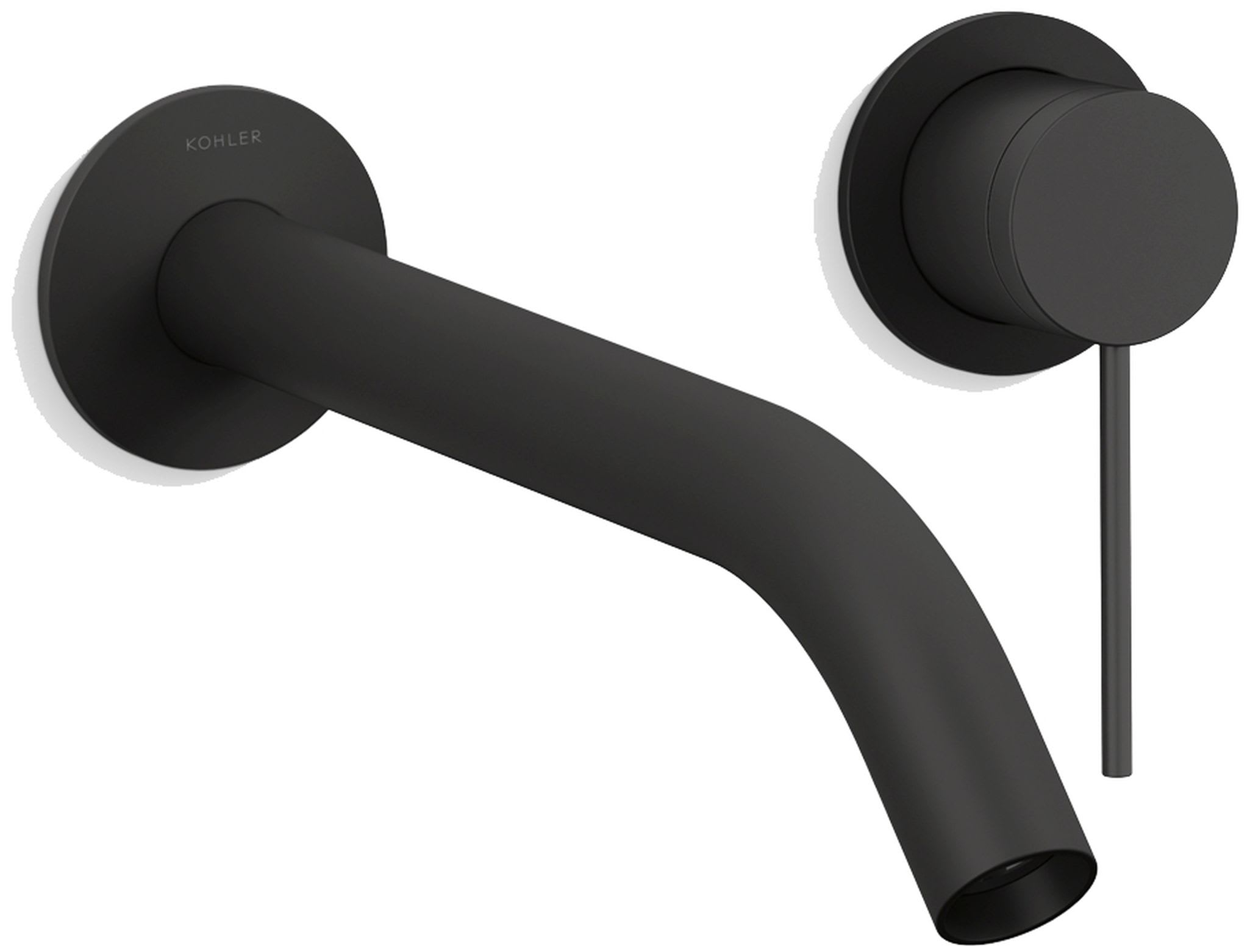 Components Single Handle Wall-Mount Bathroom Sink Faucet with Tube Spout and Thin Lever Handle
