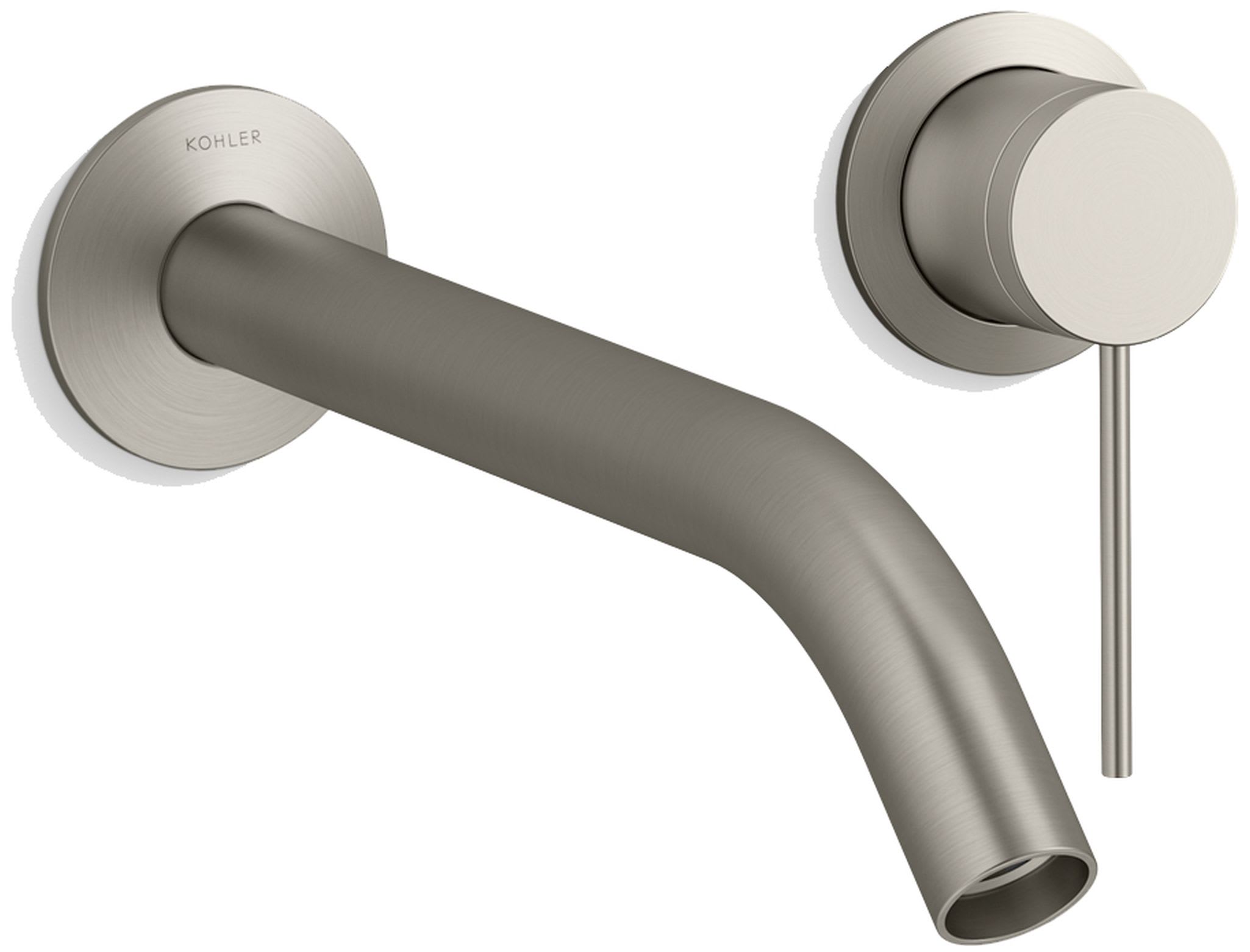 Components Single Handle Wall-Mount Bathroom Sink Faucet with Tube Spout and Thin Lever Handle