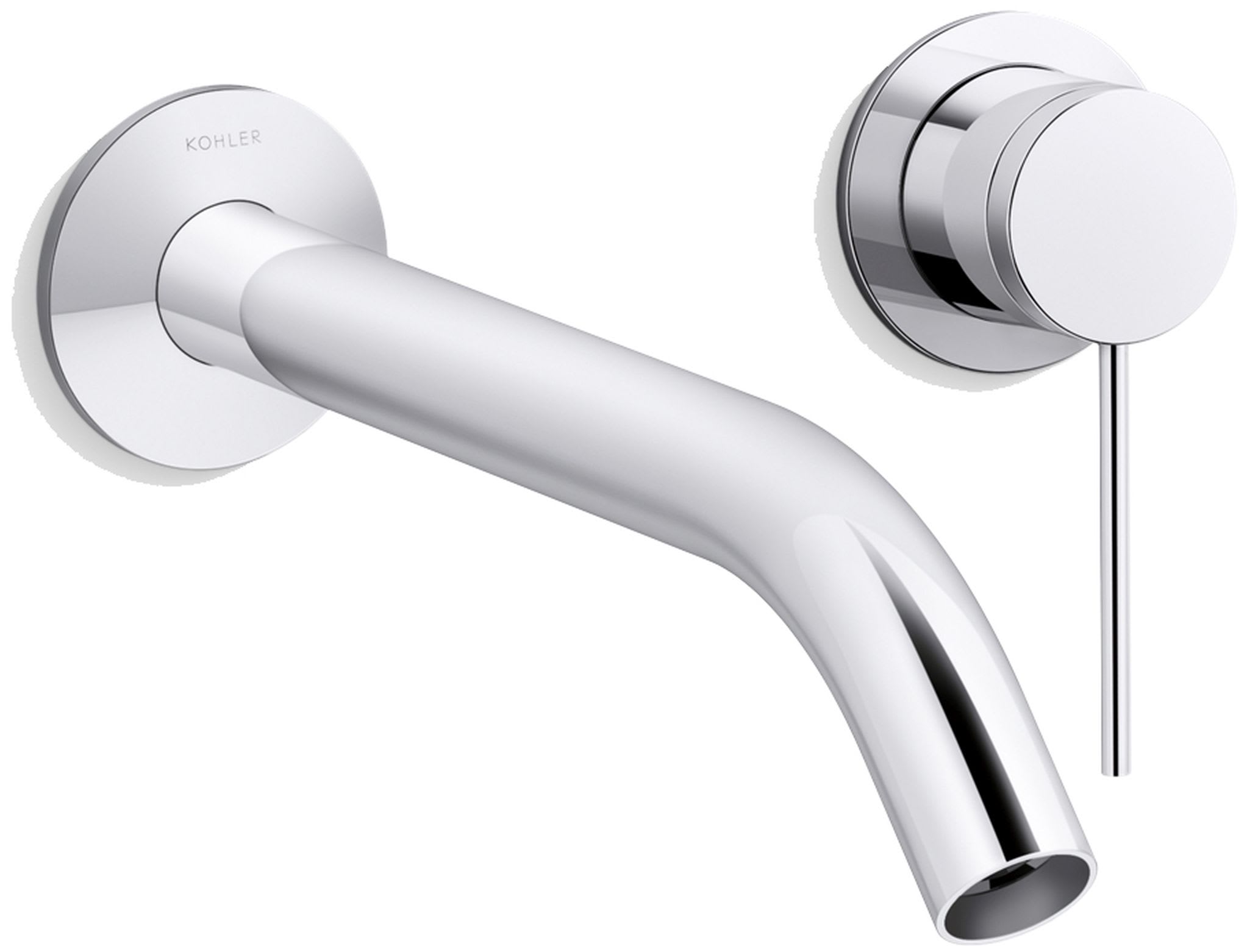 Components Single Handle Wall-Mount Bathroom Sink Faucet with Tube Spout and Thin Lever Handle