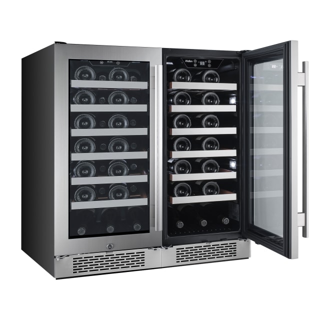 Avallon AWC151SZDUAL Stainless Steel Built-In 30 Inch Wide 54 Bottle Capacity Wine Cooler with Door Locks and 2 Cooling Zones 