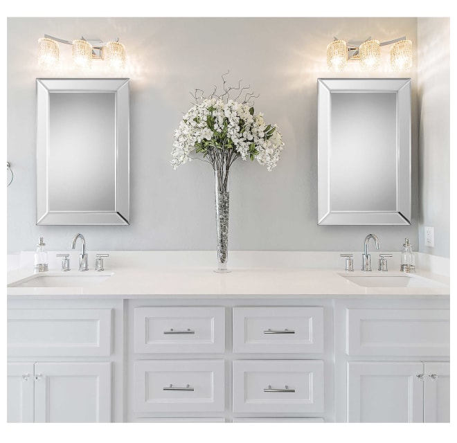 Delacora W00402 34 X 22 Rectangular, Beveled Mirror Bathroom Vanity