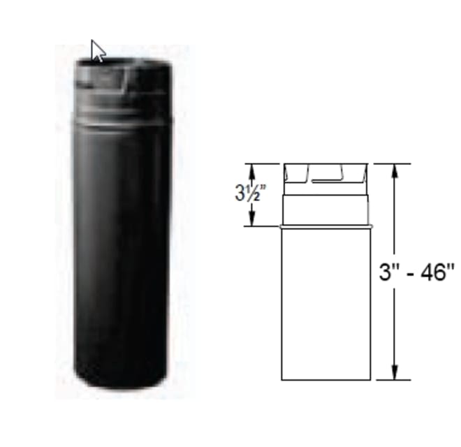 DuraVent 3PVL-24B Black Pellet Vent Pipe - 3 x 24