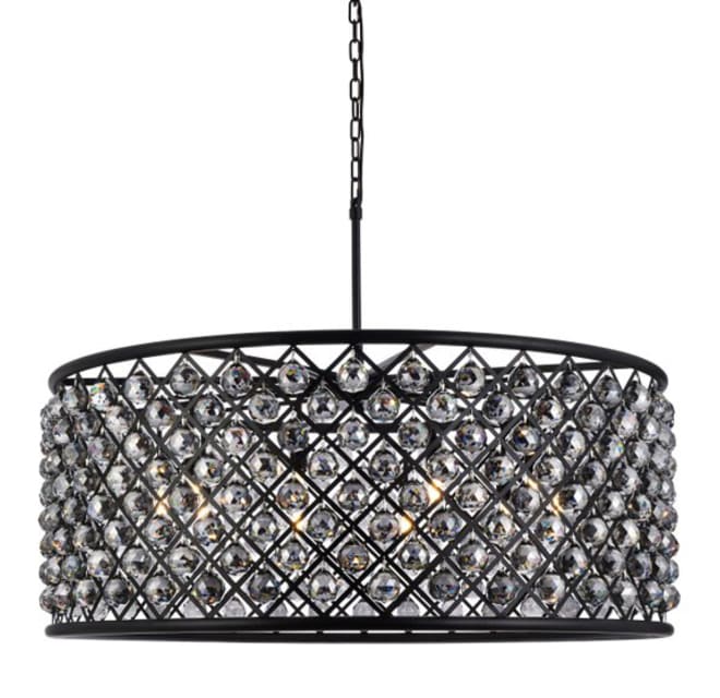 Black drum chandelier with crystals sales