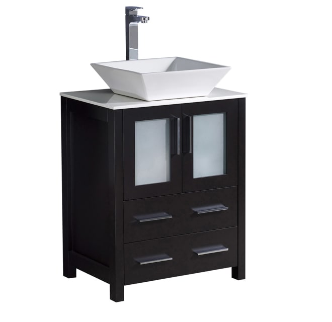 Fresca Fcb6224es Cwh V Torino 24 Free, 24 Inch Vanity With Square Vessel Sink