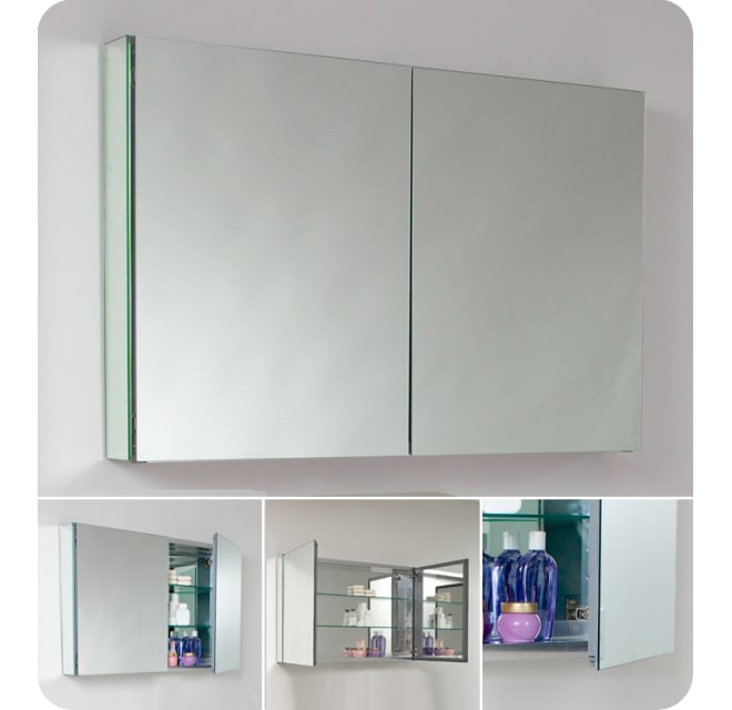 Fresca Fmc8010 40 Double Door, Mirrored Medicine Cabinet With Glass Shelves