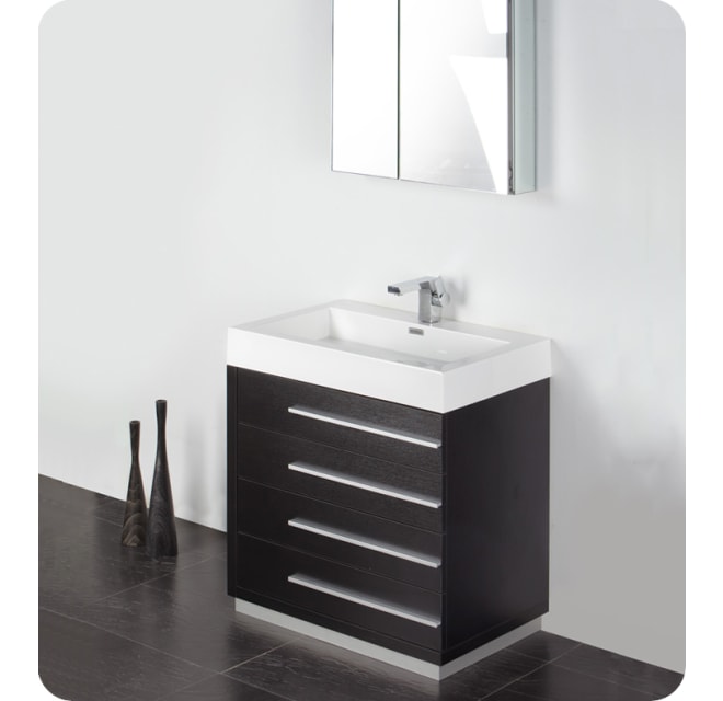 Fresca Fvn8030bw Livello 29 3 8 Mdf, Black Bathroom Vanity With Sink 30 Inch
