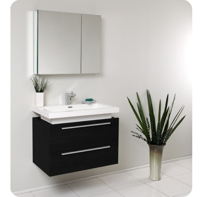 Wall Mounted, Black Bathroom Mirror Medicine Cabinet