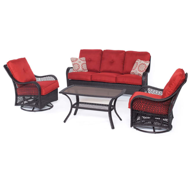 Hanover Orleans4pcsw B Bry Orleans 4, 4 Piece Wicker Patio Set With Swivel Chairs