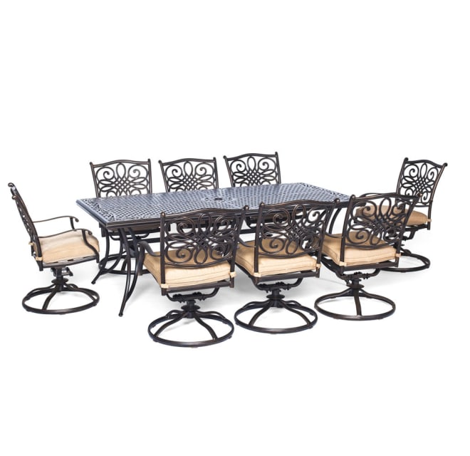 Hanover Traddn9pcsw 8 Traditions 9, 8 Seat Patio Dining Set With Umbrella
