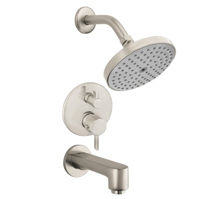 Brushed Nickel Thermostatic Shower Faucet Stainless Steel Shower System  with Tub Spout
