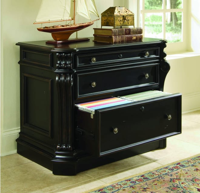 Furniture 370 10 466 Telluride, Black Wood Lateral File Cabinet With Lock