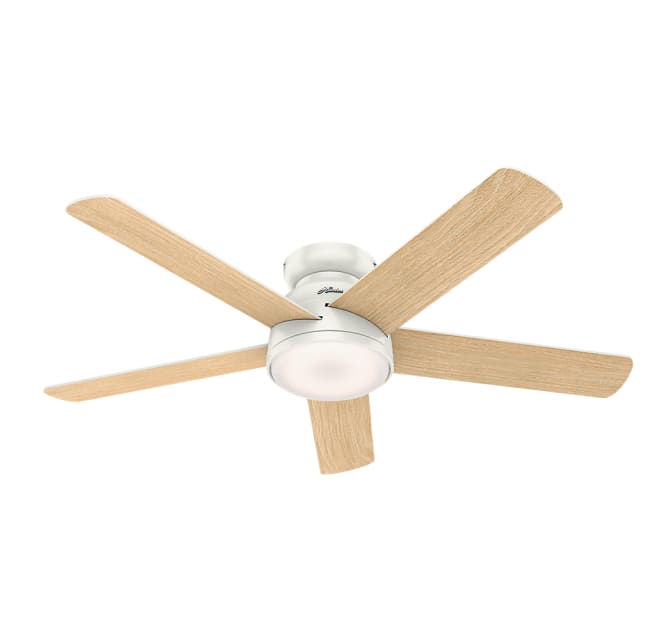Hunter 59481 Romulus 54 Smart Home, White Hugger Ceiling Fan With Light And Remote