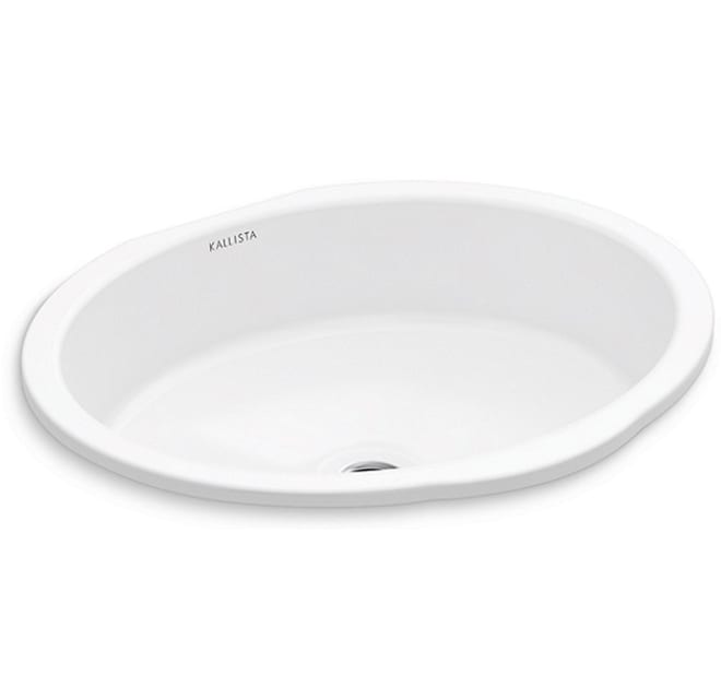 Kallista P74235-WO-0 Perfect Under-Mount Sink, Centric Rectangle with Overflow Stucco White