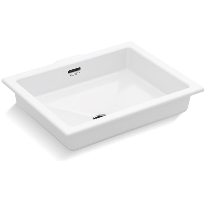 Kallista P74235-WO-0 Perfect Under-Mount Sink, Centric Rectangle with Overflow Stucco White
