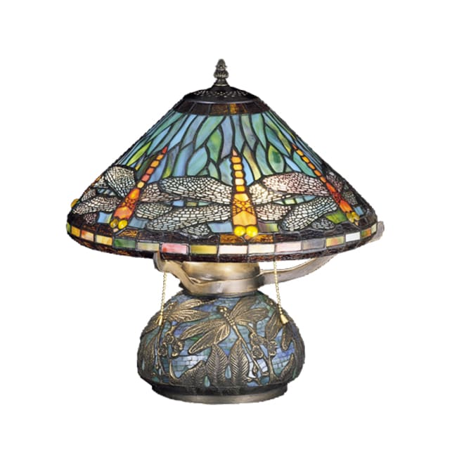 Meyda 27159 Stained Glass, Stained Glass Table Lamp Dragonfly
