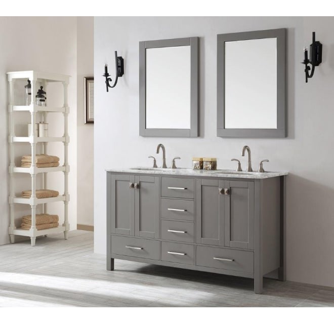 Miseno 723060 Gr Ca Marvin 60 Free, Mirror For 60 Inch Double Vanity With Sink On Top