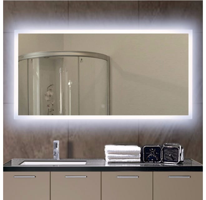 Miseno Mm4824led 48 W X 24 H, Frameless Wall Mounted Mirror With Led Lighting