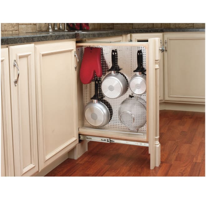Pull-Out Between Cabinet Towel Bar Base Filler with Full-Extension,  Ball-Bearing Soft-Close Slides by Rev-A-Shelf