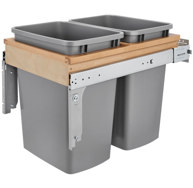 Rev-A-Shelf 4WCTM-18DM2 4WCTM Top Mount Double Bin Trash Can with Full Extension 
