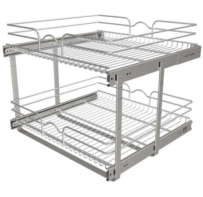 Storage Baskets - Chrome Double Pull-Out Wire Baskets w/ Full-Extension  Slides by Rev-A-Shelf