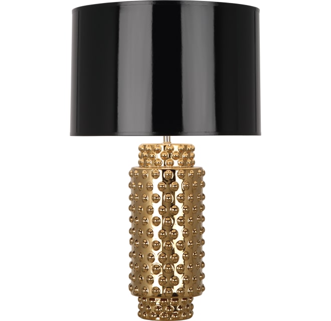 Robert Abbey G800b Dolly 28 Column, Gold Table Lamps With Black Shades