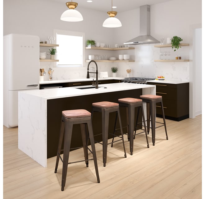 Sleek Black Birch Cross Back Bar Stool