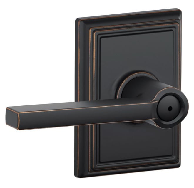Schlage Latitude Matte Black Keyed Entry Door Handle with Collins Trim F51A  LAT 622 COL - The Home Depot