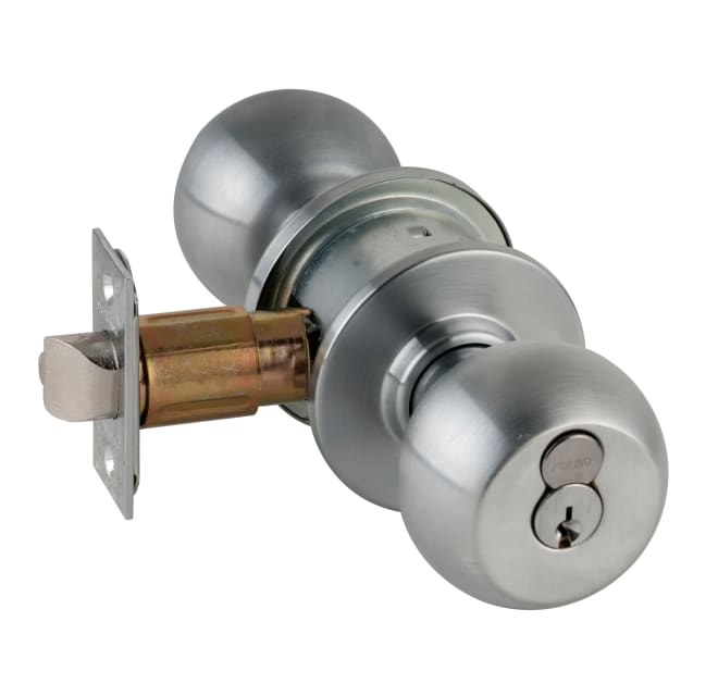 Schlage Entry Keyed Ball Door Knob & Round Deadbolt Lock Combo Pack, Satin  Chrome