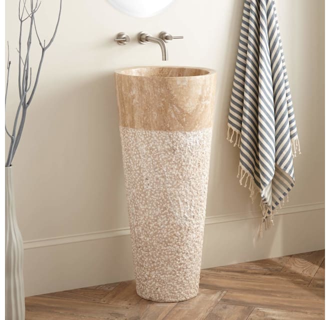 Magnificent travertine pedestal sink Signature Hardware 231922 Winchester 17 Build Com Magnificent travertine pedestal sink Signature Hardware 231922 Winchester 17 Build Com
