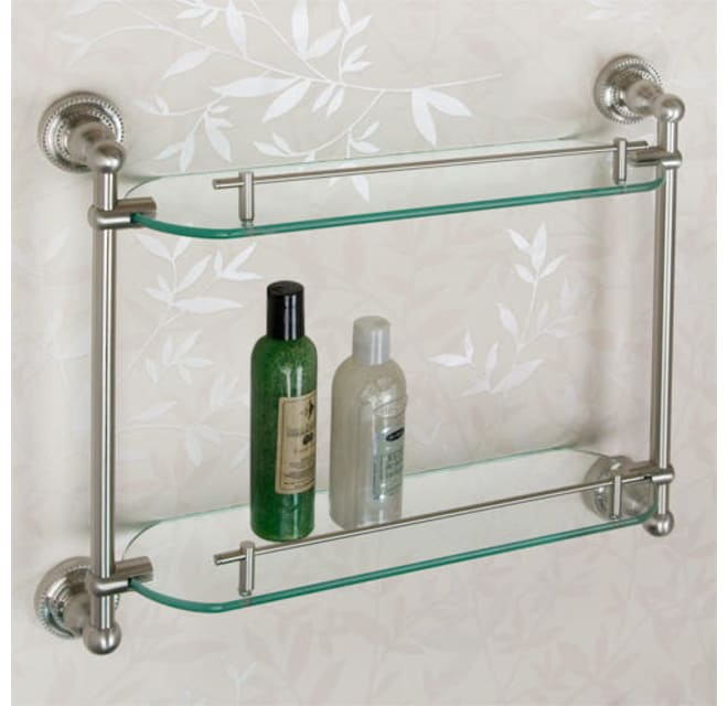 Stainless steel 2025 glass bathroom shelf