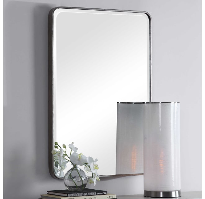 Uttermost 09081 Lahvahn Gloss White Silver Mirror