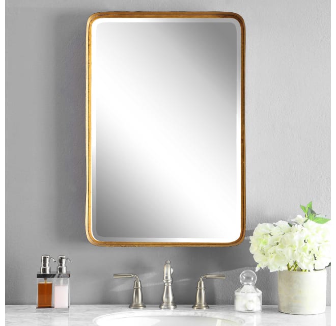 Uttermost 13936 Crofton 30 X 20, Gold Rectangular Bathroom Mirror