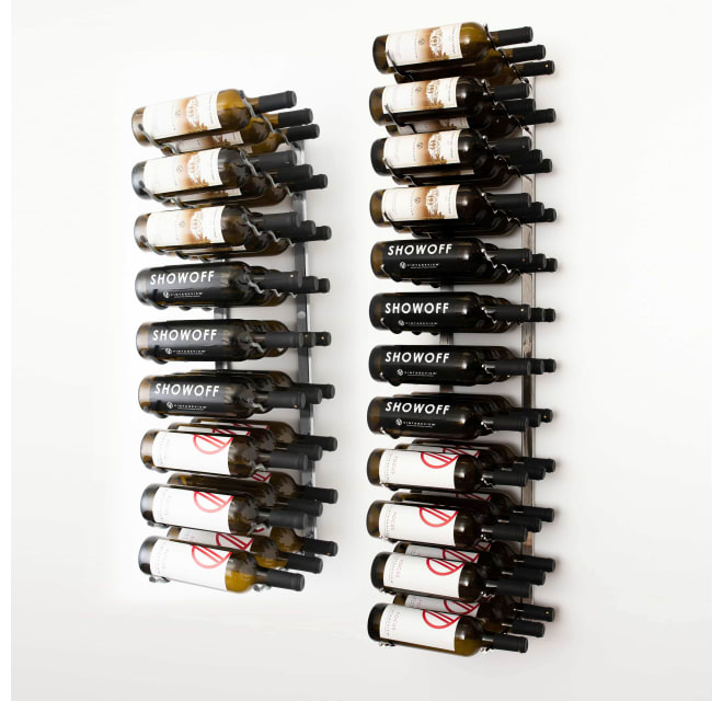 36 Bottle Wall Mounted Wine Bottle Rack Satin Black Stylish Modern Wine Storage with Label Forward Design VintageView Wall Series 