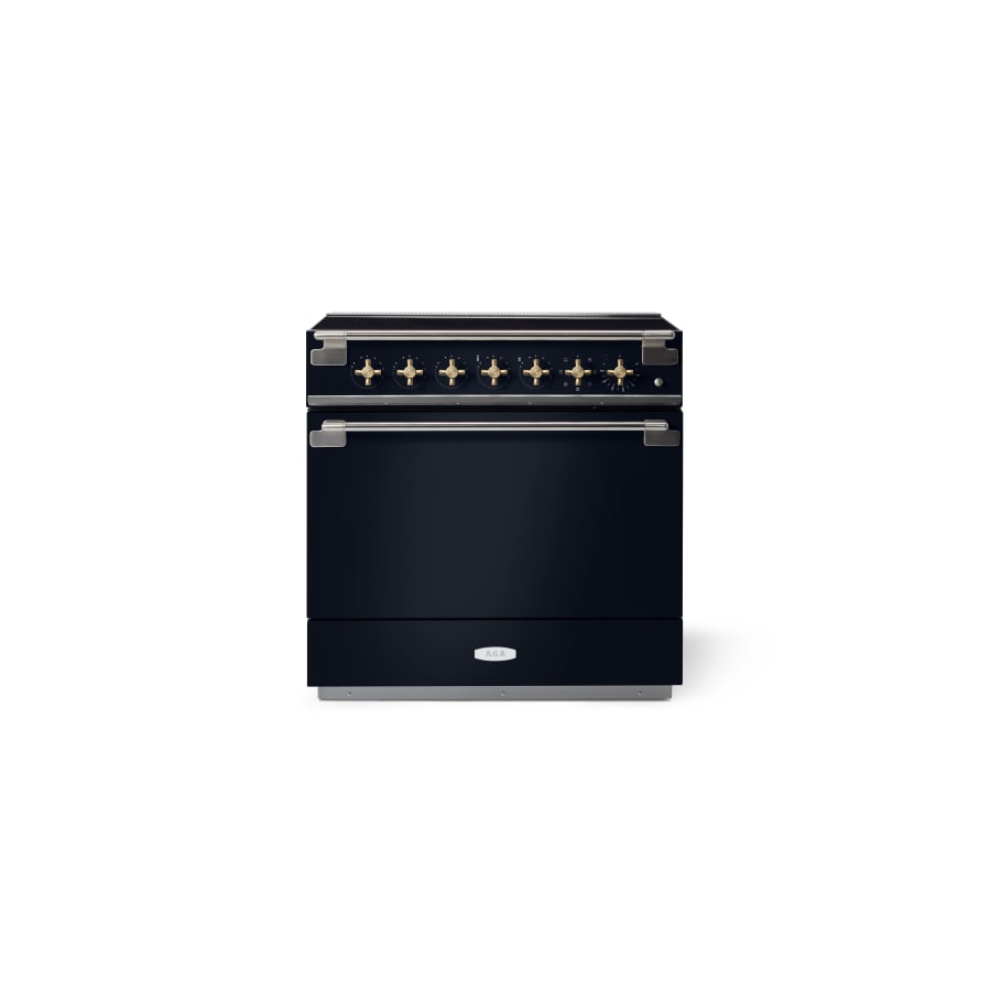 Elise 36 Induction Gloss Black with Brass Knobs