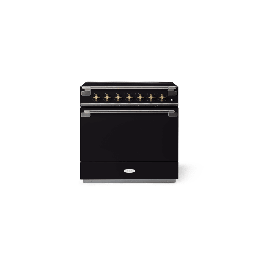 Elise 36 Induction Matte Black with Brass Knobs