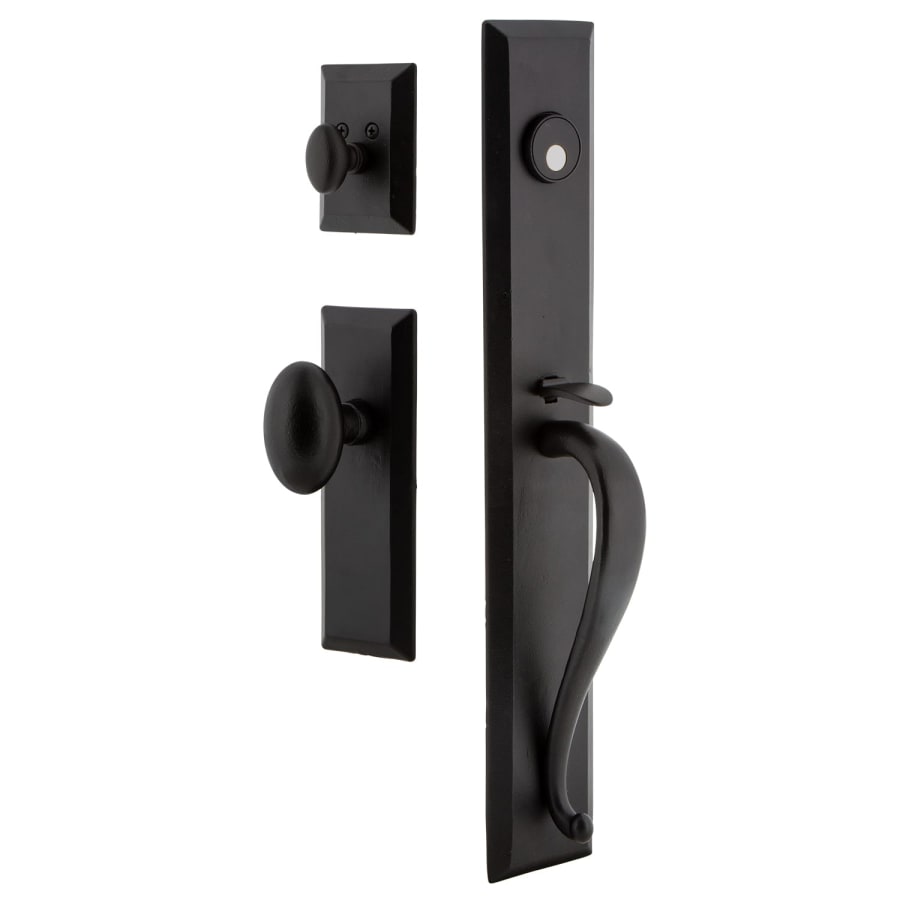Keep Plate Black Iron Door Handleset Combo Pack with Aeg Door Knob