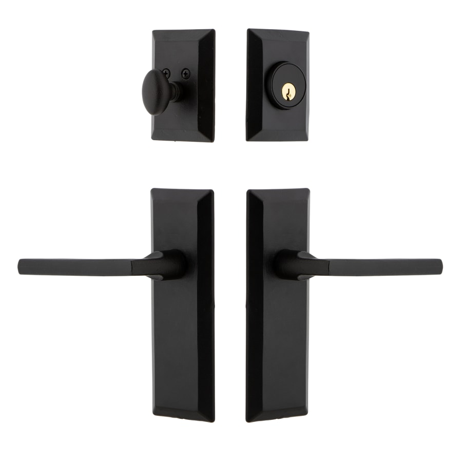 Keep Plate Black Iron Door Handleset Combo Pack with Dirk Door Lever Keep Plate Black Iron Door Handleset Combo Pack with Dirk Door Lever