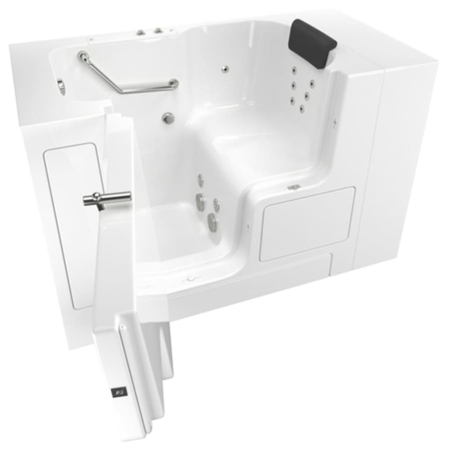 American Standard Three Wall Alcove Fiberglass Air / Whirlpool Walk-In Tub with Left Drain - Includes Drain Assembly White