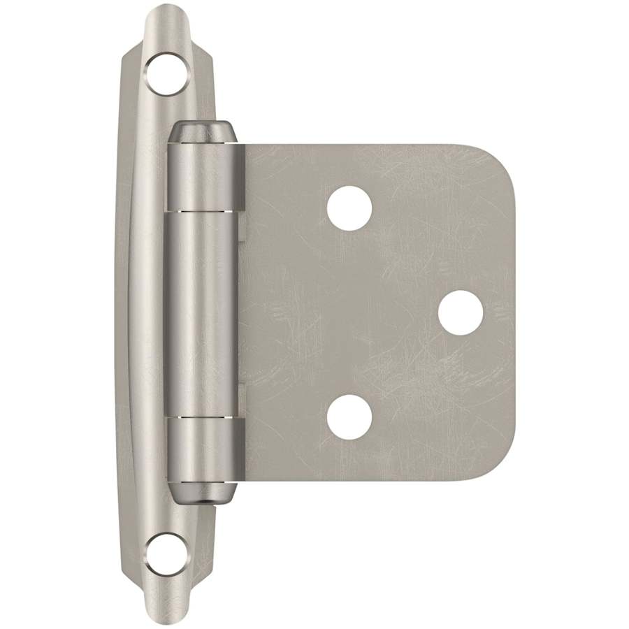 Amerock Functional Hardware 3/8 Inch Inset Surface Mount Cabinet Door Hinge with 105 Degree Opening Angle and Self Close Function - Pack of 10 Satin Nickel