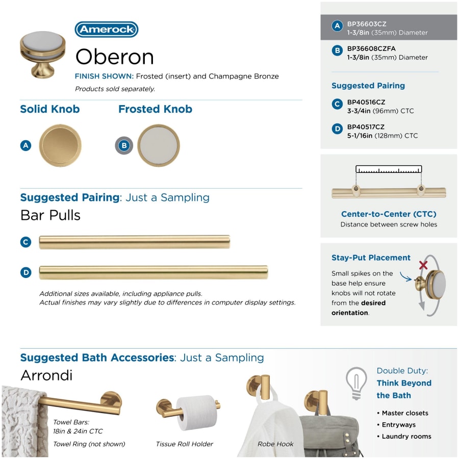 Amerock BP36608BBZFA Oberon 1-3/8 Inch Mushroom Cabinet Knob Amerock BP36608BBZFA Oberon 1-3/8 Inch Mushroom Cabinet Knob