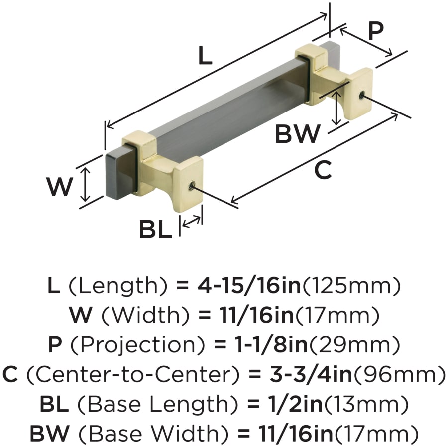 Amerock BP36681BCRBGL Overton 3-3/4 Inch Center to Center Amerock BP36681BCRBGL Overton 3-3/4 Inch Center to Center