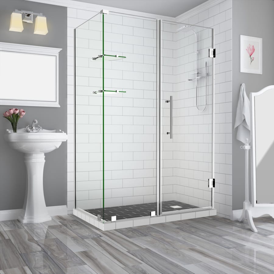 Aston Bromley GS 72" High x 60" Wide x 32" Deep Hinged Frameless Shower Enclosure with 26" Door Width and Clear Glass Chrome